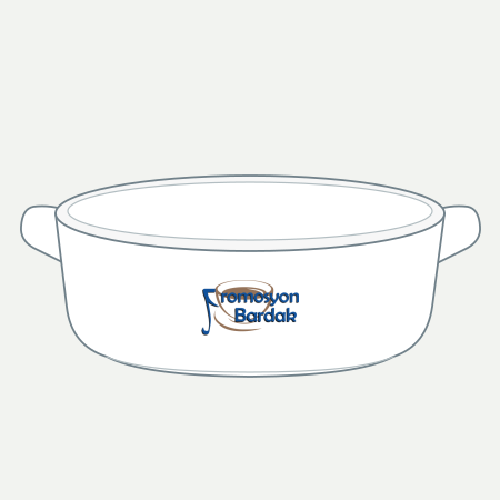 Mudanya Two-Handle Oval Bowl – schematic logo on the exterior wall, outer front