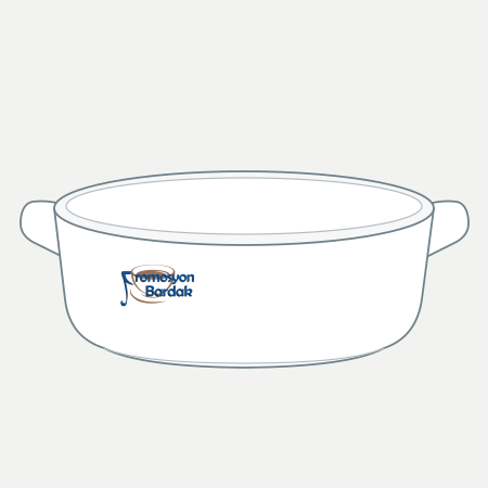 Mudanya Two-Handle Oval Bowl – schematic logo on the exterior wall, left position