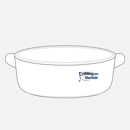 Mudanya Two-Handle Oval Bowl – schematic logo on the exterior wall, right position