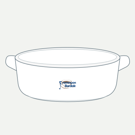 Mudanya Two-Handle Oval Bowl – schematic logo on the exterior wall, smaller logo