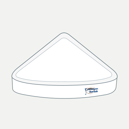 Ortahisar Triangular Dessert Plate – schematic logo on the exterior wall, right position