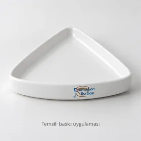 Ortahisar üçgen tatlı tabağı konsepti, Promosyon Bardak küçük konum logolu temsili baskı örneği; müşteri çalışması değildir