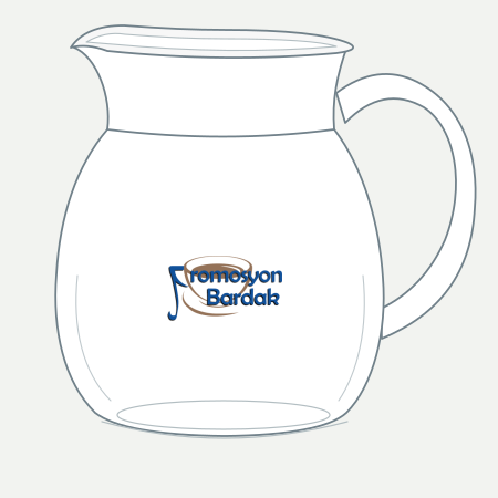 Özdere Handled Glass Pitcher – schematic logo on the exterior wall, outer body wall