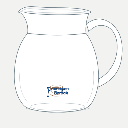 Özdere Handled Glass Pitcher – schematic logo on the exterior wall, lower position