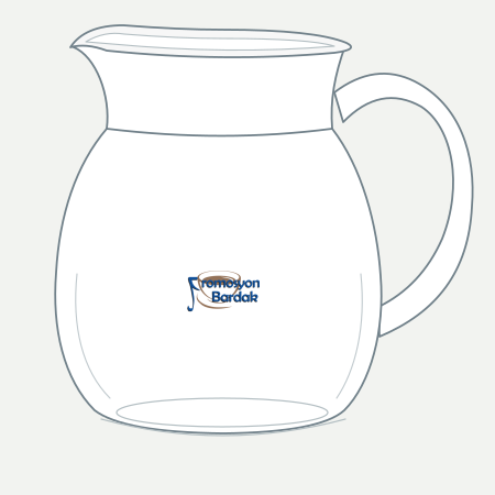 Özdere Handled Glass Pitcher – schematic logo on the exterior wall, smaller logo