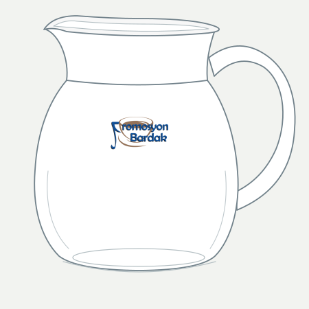 Özdere Handled Glass Pitcher – schematic logo on the exterior wall, higher position