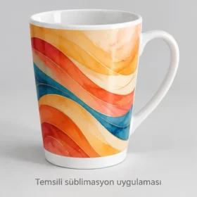 Patara Süblimasyon Latte Kupası – soyut sarmal desen ile temsili süblimasyon uygulaması