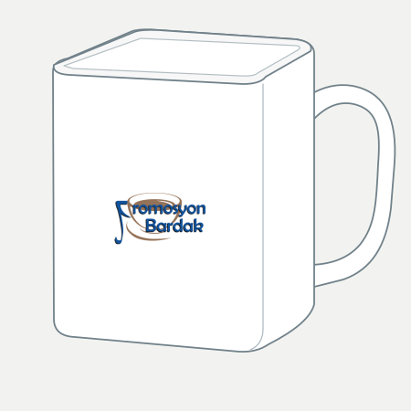 Safranbolu Square-Body Porcelain Mug – schematic logo on the exterior wall, flat outer panel