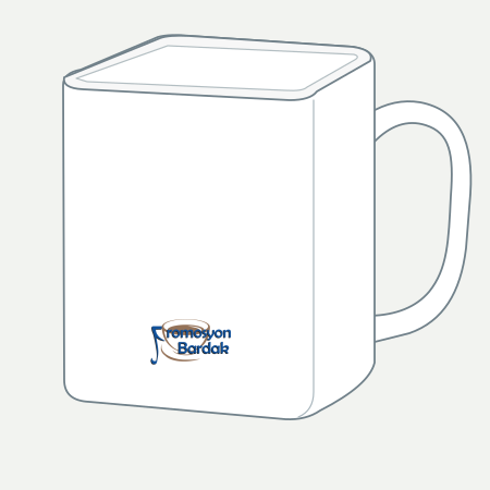 Safranbolu Square-Body Porcelain Mug – schematic logo on the exterior wall, lower position