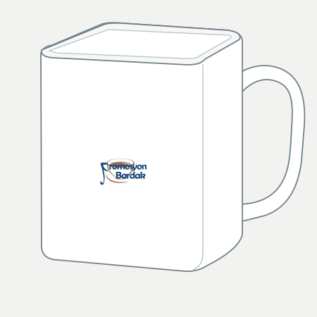 Safranbolu Square-Body Porcelain Mug – schematic logo on the exterior wall, smaller logo