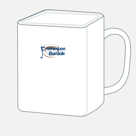Safranbolu Square-Body Porcelain Mug – schematic logo on the exterior wall, higher position