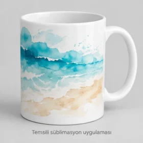 Salda Süblimasyon Fotoğraf Kupası – suluboya ve renk geçişi ile temsili süblimasyon uygulaması