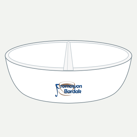 Sapanca Divided Mezze Bowl – schematic logo on the exterior wall, outer front