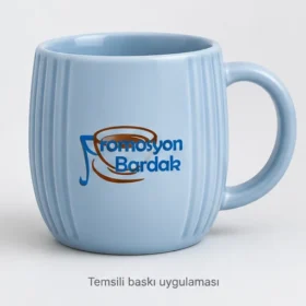 Seferihisar oluklu seramik kupa konsepti, Promosyon Bardak logolu temsili baskı uygulaması