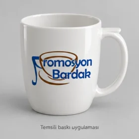 Sığacık Bone Porselen Tablalı Kulplu Kupa: Promosyon Bardak logosunun dış yüzeyde temsili baskı uygulaması; üretilmiş numune veya gerçek müşteri siparişi fotoğrafı değildir.