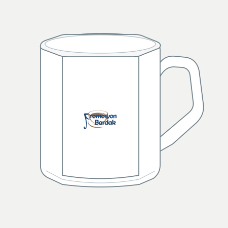 Sinop Faceted Porcelain Mug – schematic logo on the exterior wall, smaller logo