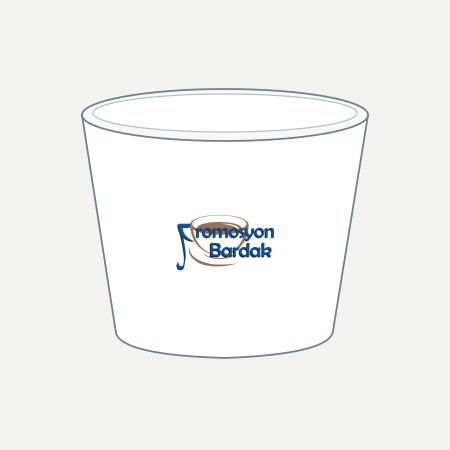 Şirince Handleless Coffee Cup – schematic logo on the exterior wall, outer front