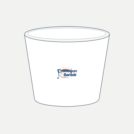 Şirince Handleless Coffee Cup – schematic logo on the exterior wall, smaller logo