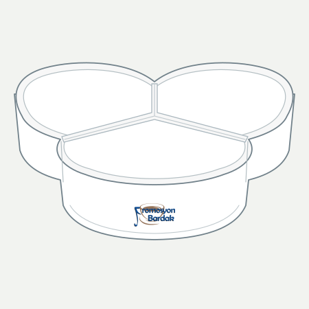 Sümela Three-Compartment Glass Server – schematic logo on the exterior wall, front lobe exterior