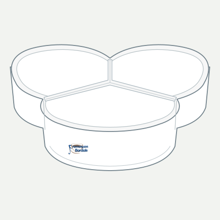Sümela Three-Compartment Glass Server – schematic logo on the exterior wall, left position