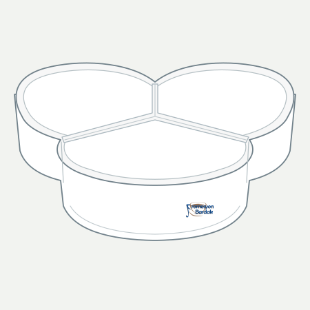 Sümela Three-Compartment Glass Server – schematic logo on the exterior wall, right position
