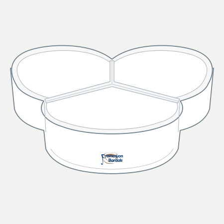 Sümela Three-Compartment Glass Server – schematic logo on the exterior wall, smaller logo