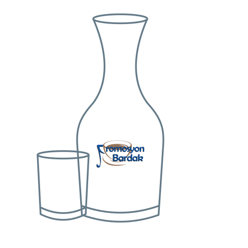 Tarabya Glass Carafe Set: schematic carafe only with the Promosyon Bardak logo
