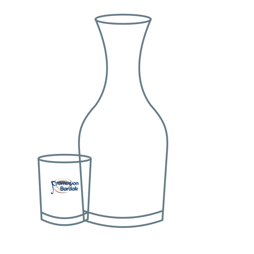 Tarabya Glass Carafe Set: schematic glass only with the Promosyon Bardak logo