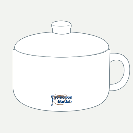 Tire Lidded Soup Mug – schematic logo on the exterior wall, lower position