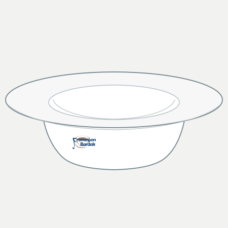 Uçhisar Deep-Well Pasta Plate – schematic logo on the exterior wall, left position