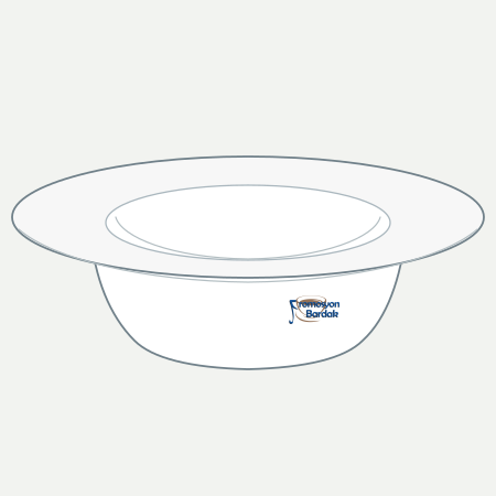 Uçhisar Deep-Well Pasta Plate – schematic logo on the exterior wall, right position