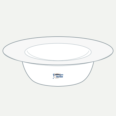 Uçhisar Deep-Well Pasta Plate – schematic logo on the exterior wall, smaller logo