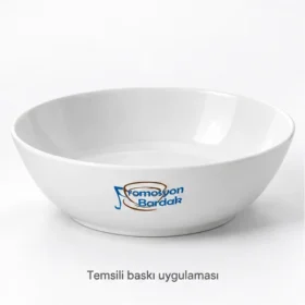 Uludağ Geniş Salata Kasesi dış duvarında Promosyon Bardak logosuyla temsili baskı uygulaması; gerçek müşteri işi veya marka onayı değildir