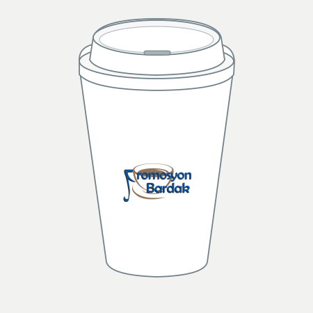 Urla Porcelain Travel Mug Concept – schematic logo on the exterior wall, outer front